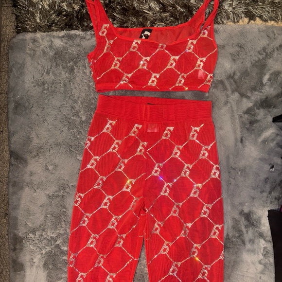 Vibrant Red Geometric Jumpsuit - Picture 1 of 2
